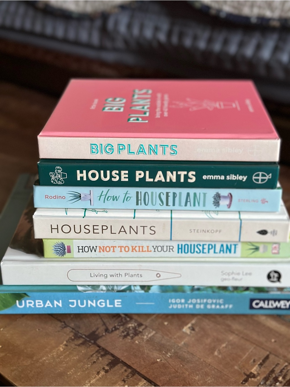 House Plants Stack Coffee Table Books - Pink, Teal, White